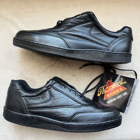 New Thorogood Black Leather Uniform Classic Oxford Sneaker Shoes 12 M 834-6333